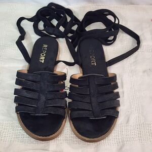 Report Black Strappy Sandals